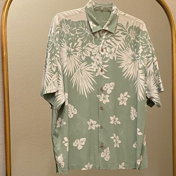 Tommy Bahama Other - Tommy Bahama Green and White Tropical Button-Down Shirt